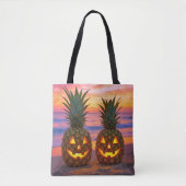 Halloween Pineapple Jack-o-lanterns On a Beach Tote Bag (Voorkant)