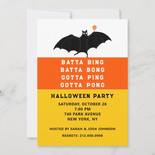 Halloween Ping-Pong Feest Uitnodigingen (Voorkant)