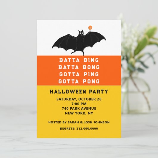 Halloween Ping-Pong Party Uitnodigingen (Staand voorkant)