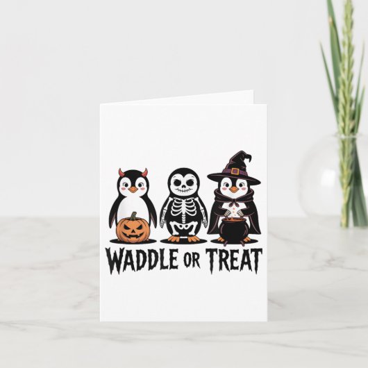 Halloween Pinguïn Trick Of Waddle Spooky _ Kaart (Voorkant)