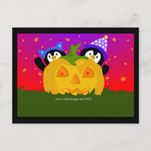 Halloween Pinguïns Feestdagenkaart