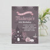 Halloween Pink and Black Invitation Kaart (Staand voorkant)
