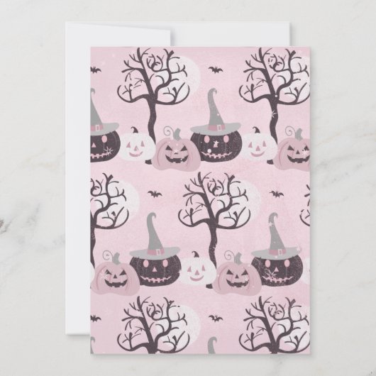 Halloween Pink and Black Invitation Kaart (Achterkant)