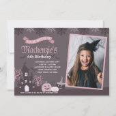 Halloween Pink and Black Invitation met foto Kaart (Voorkant)