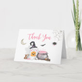 Halloween Pink Baby is het brouwen van Baby shower Bedankkaart (Voorkant)