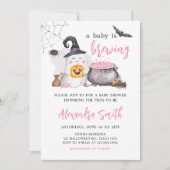 Halloween Pink Baby is het brouwen van Baby shower Kaart (Voorkant)