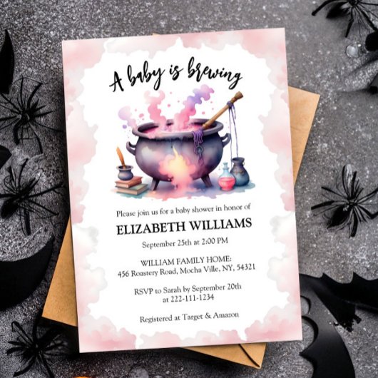 Halloween Pink Baby is het brouwen van Baby shower Kaart