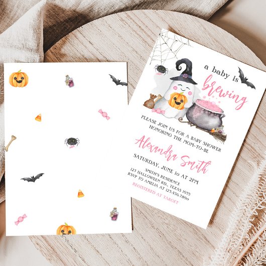 Halloween Pink Baby is het brouwen van Baby shower Kaart