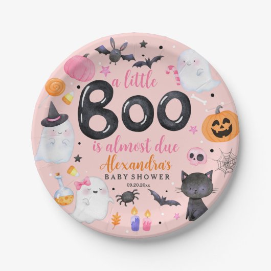 Halloween Pink Ghost Baby shower Paper Bord (Voorkant)