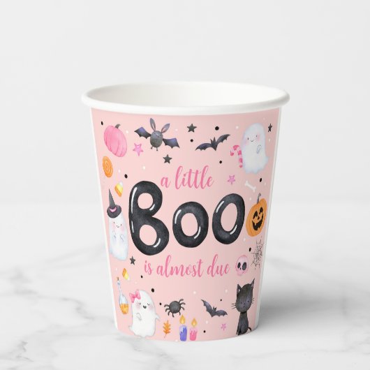 Halloween Pink Ghost Baby shower Paper Cup Papieren Bekers (Achterkant)