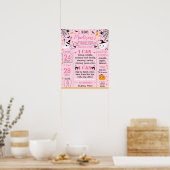 Halloween Pink Ghost Birthday-mijlpaal Poster (Keuken)