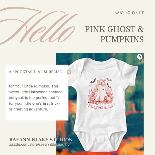 Halloween Pink Ghost en Pumpkins Baby Bodysuit