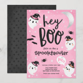 Halloween Pink Ghost Kinder Spooktacular Party Kaart (Voorkant / Achterkant)