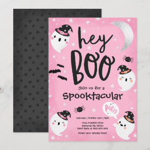 Halloween Pink Ghost Kinder Spooktacular Party Kaart