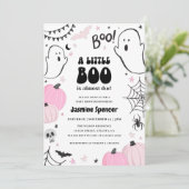 Halloween Pink Little Boo Baby shower Kaart (Staand voorkant)