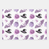 Halloween Pink Paars Bat Witch Pet Lantern Spider Inpakpapier Vel (Voorkant)