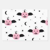 Halloween Pink Pumpkin Bat Moon Star Spider Party Inpakpapier Vel (Voorkant 2)