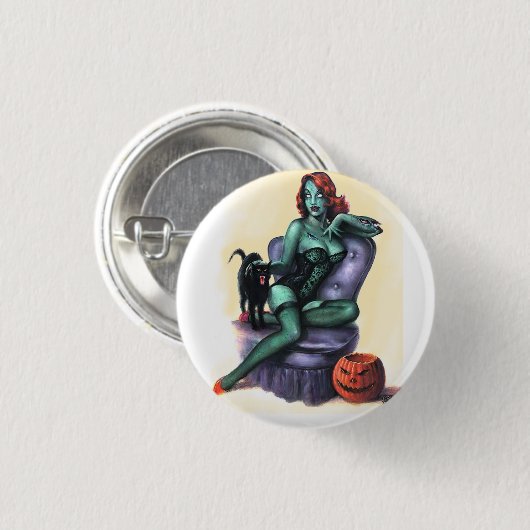 Halloween Pinup Girl Button (Voorkant /achterkant)