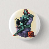 Halloween Pinup Girl Button (Voorkant)