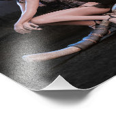 Halloween Pinup Meisje in Moonlight Foto Afdruk (Hoek)