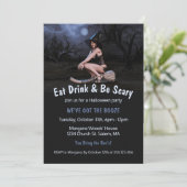 Halloween Pinup Meisje In Moonlight Uitnodiging (Staand voorkant)