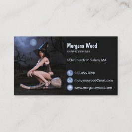 Halloween Pinup Meisje in Moonlight Visitekaartje