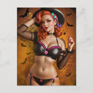 Halloween Pinup Wenskaart Feestdagenkaart