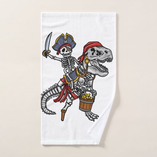 Halloween Piraat Dinosaurus Skelet Handdoek (Handdoek)