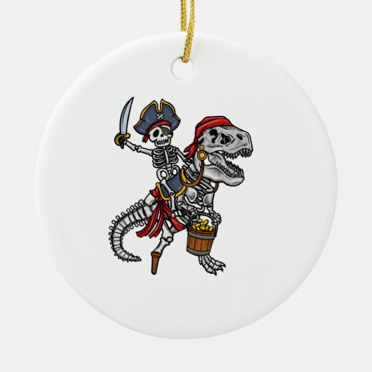 Halloween Piraat Dinosaurus Skelet Keramisch Ornament (Voorkant)