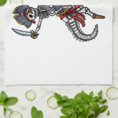 Halloween Piraat Dinosaurus Skelet Theedoek (Gevouwen)