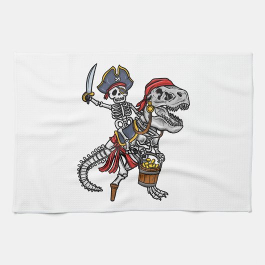 Halloween Piraat Dinosaurus Skelet Theedoek (Horizontaal)