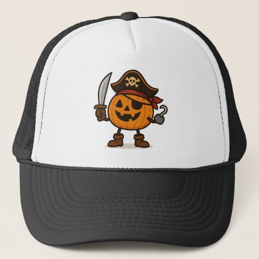 Halloween-piraat Jack-o-Lantern Trucker Pet (Voorkant)