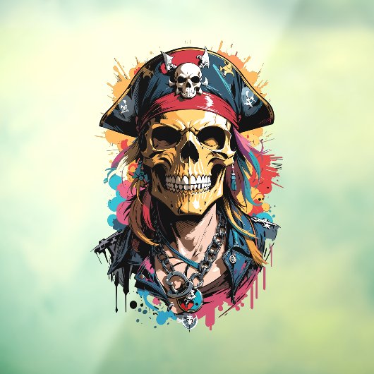 Halloween piraat schedel raamsticker (Vel 3)