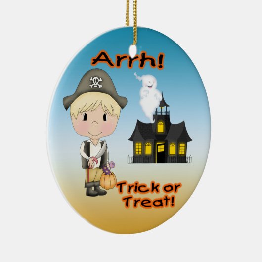 Halloween Pirate Boy Round Ornament (Rechts)