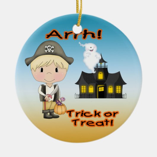 Halloween Pirate Boy Round Ornament (Voorkant)