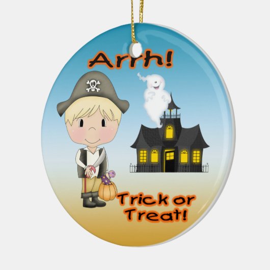 Halloween Pirate Boy Round Ornament (Links)