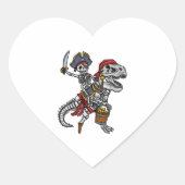 Halloween Pirate Dinosaur Skeleton Hart Sticker (Voorkant)