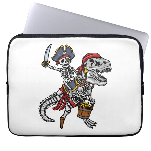 Halloween Pirate Dinosaur Skeleton Laptop Sleeve (Voorkant)