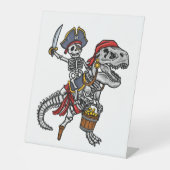 Halloween Pirate Dinosaur Skeleton Reclamebord Met Voetstuk (Voorkant)