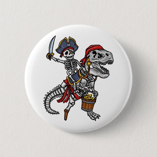 Halloween Pirate Dinosaur Skeleton Ronde Button 5,7 Cm (Voorkant)