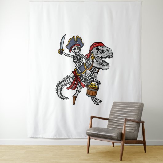 Halloween Pirate Dinosaur Skeleton Wandkleed (In situ)