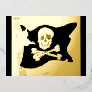 Halloween Pirate Flag & Ghosts Gold Foil Briefkaar Folie Feestdagen Briefkaart