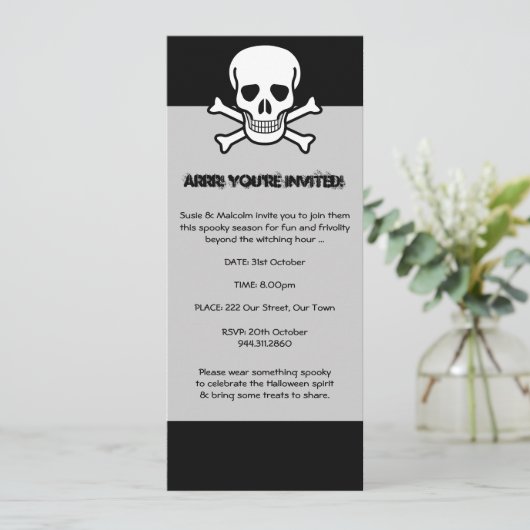 Halloween Pirate Invitation Kaart (Staand voorkant)