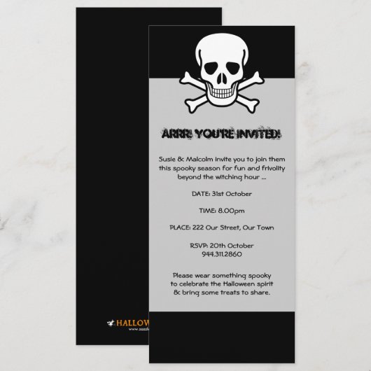 Halloween Pirate Invitation Kaart (Voorkant / Achterkant)