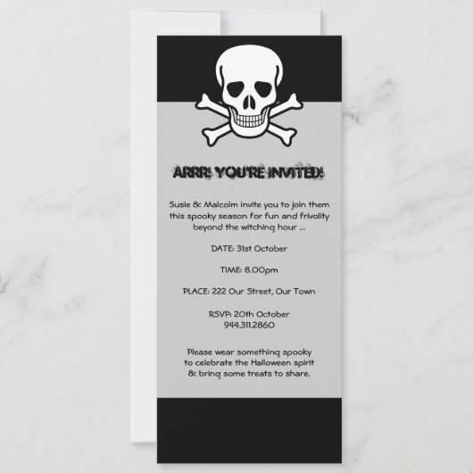 Halloween Pirate Invitation Kaart (Voorkant)