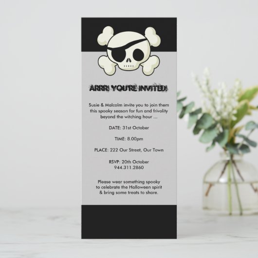 Halloween Pirate Invitation Kaart (Staand voorkant)
