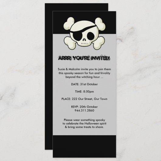 Halloween Pirate Invitation Kaart (Voorkant / Achterkant)