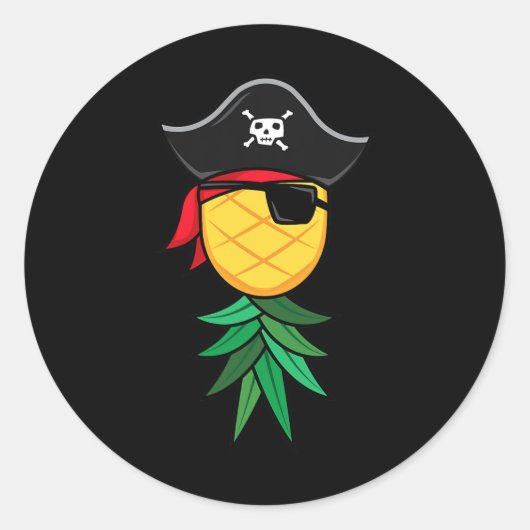 Halloween Pirate ondersteboven ananassenwingers Li Ronde Sticker (Voorkant)