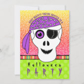 Halloween Pirate Skull Party Kaart (Voorkant)