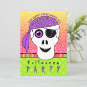 Halloween Pirate Skull Party Kaart (Staand voorkant)